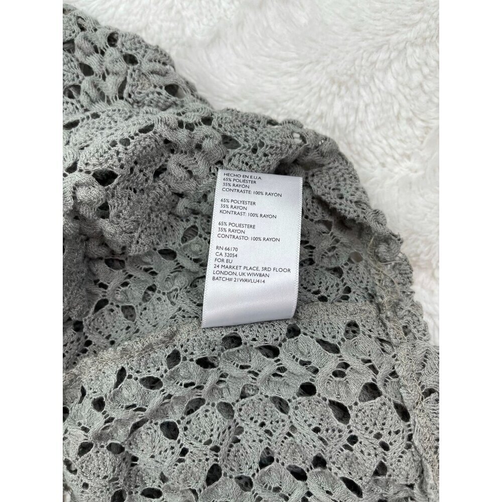 Staring at Stars Urban Outfitters Crochet Top Small Gray Sheer Half Sleeve - Picture 6 of 9